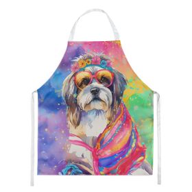 Shih Tzu Hippie Dawg Apron Cooking Kitchen Server Baking Crafts Gardening for Adult Women Men, Unisex, Large, Multicolor