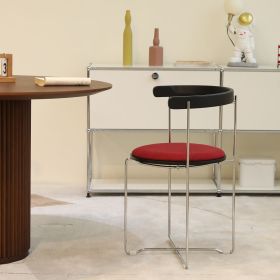 Folding Chair with Modern Design,Chrome Frame with Wood back,Upholstered for Dining Living Room Kitchen Chairs,1pc (Red-1pc)