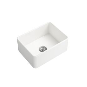 White Farmhouse Sink Deep Apron Sink Undermount Farmhouse Kitchen Sink Single Farm Sink (Color: White)