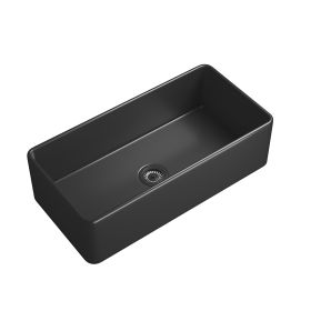 Black Farmhouse Sink Deep Apron Sink Undermount Farmhouse Kitchen Sink Single Farm Sink (Color: Black)