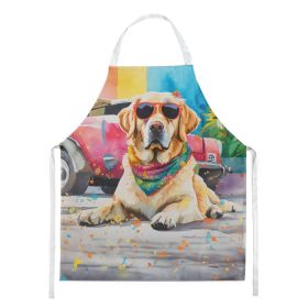 Yellow Labrador Hippie Dawg Apron Cooking Kitchen Server Baking Crafts Gardening for Adult Women Men, Unisex, Large, Multicolor (Default: Default)